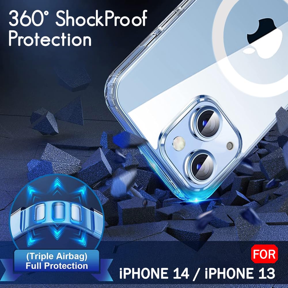 AIG MagSafe Clear Case for iPhone 13 / 14 – Transparent Back Cover with Camera Protection