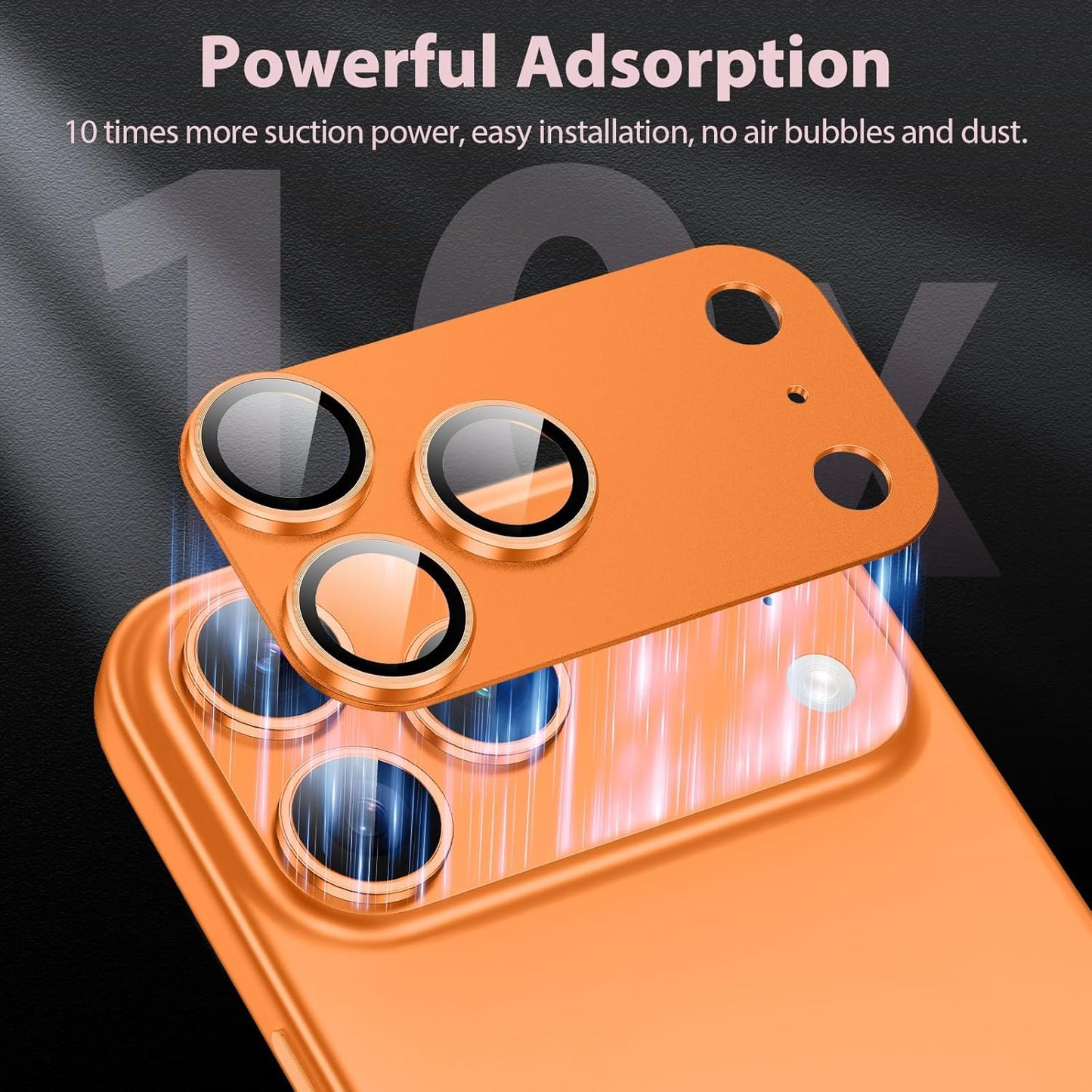 AIG Camera Lens Protector for iPhone 17 Pro – 9H Tempered Glass, Metal Ring, Orange Joint