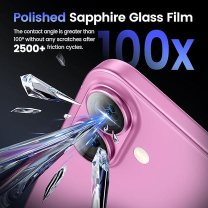 AIG Camera Lens Protector for iPhone 16 / 16 Plus – Tempered Glass with Metal Frame - Pink Joint