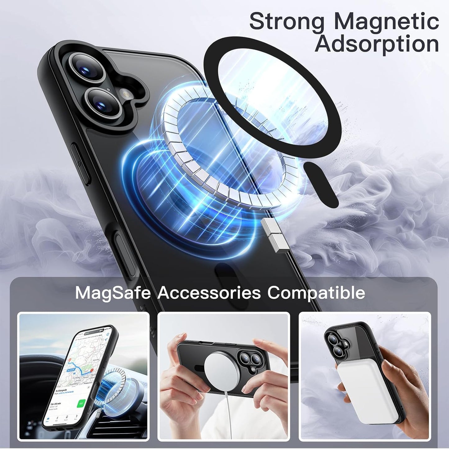AIG Magnetic Clear Case for iPhone 17 (6.3") – MagSafe, Shockproof, Black