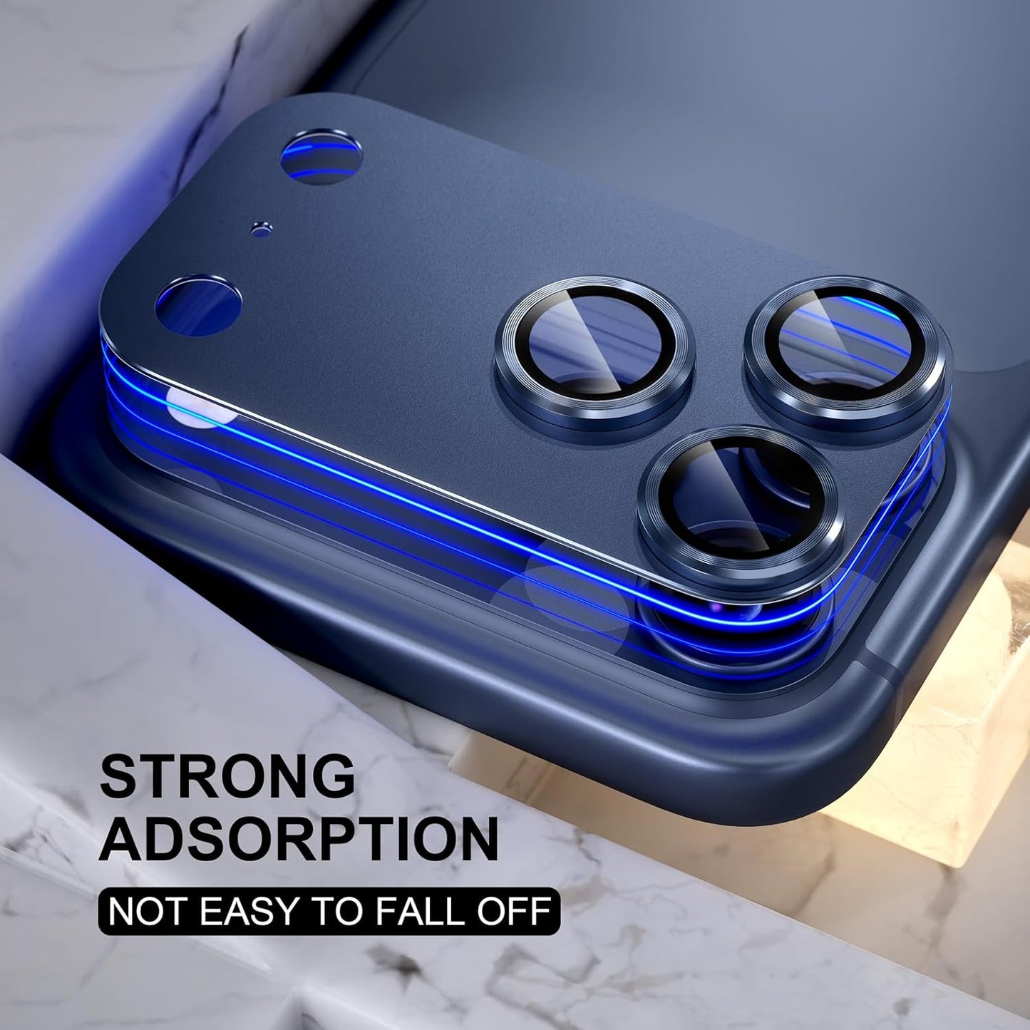 AIG Camera Lens Protector for iPhone 17 Pro Max – 9H Tempered Glass, Metal Ring, Blue Joint