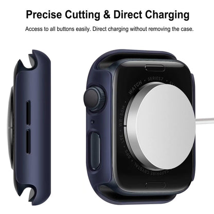 AIG Apple Watch 45mm Hard Case with Tempered Glass Screen Protector, Ultra-Thin Protective Cover for Series 9/8/7 - BLUE (01 PACK)