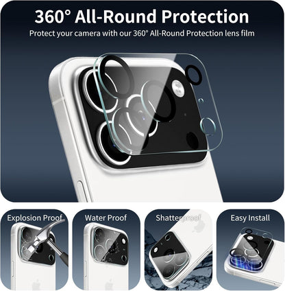 AIG (02 Pack) Camera Lens Protector for iPhone 17 Pro/Pro Max –9H Tempered Glass with Transparent Joint, Scratch Resistant, HD Clear- Transparent