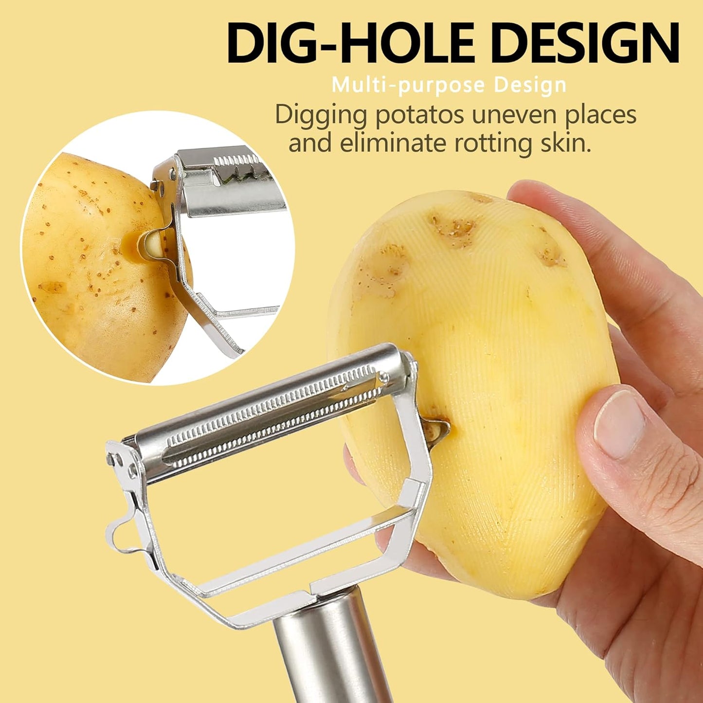 AIG Stainless Steel 3-in-1 Vegetable Peeler & Julienne Cutter – Multi-Functional Kitchen Tool for Carrot, Cucumber, Potato & More