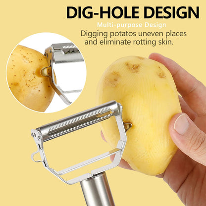 AIG Stainless Steel 3-in-1 Vegetable Peeler & Julienne Cutter – Multi-Functional Kitchen Tool for Carrot, Cucumber, Potato & More