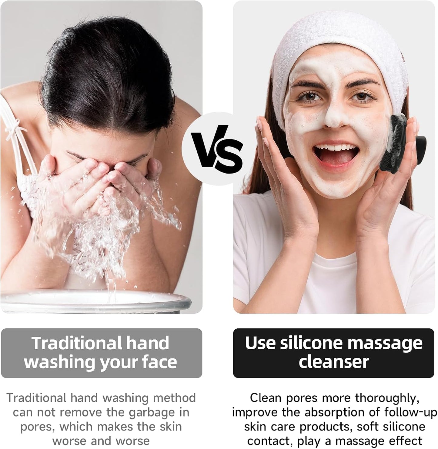 Silicone Bath Body Scrubber for Men & Women – Soft Bristle Shower Brush for Deep Cleaning, Exfoliating & Massage, Easy Grip Design (Black)