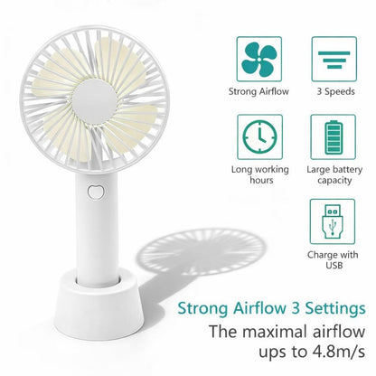Rechargeable Mini Fan | USB Portable Handheld Cooling Fan with Stand, High Speed Personal Desk & Travel Fan