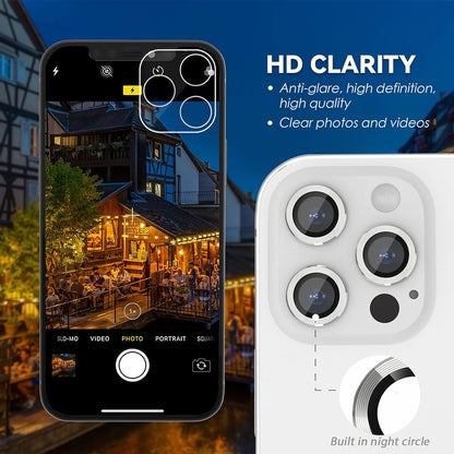 AIG Camera Lens Protector for iPhone 13 Pro/13 Pro Max – Tempered Glass & Aluminum Cover - Silver