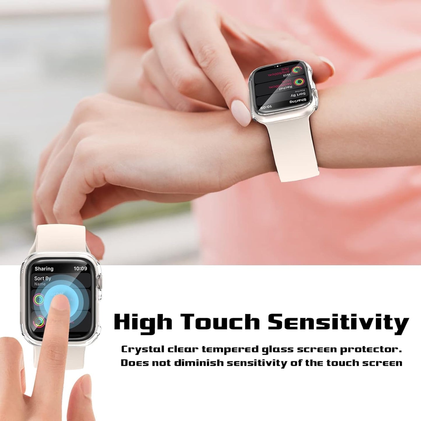 AIG Bumper Hard Case with Tempered Glass for Apple Watch Compatible with Series 6/5/4, 40mm Ultra-Thin Protective Cover with iWatch Screen Protector - Clear/Transparent (04 PACK)