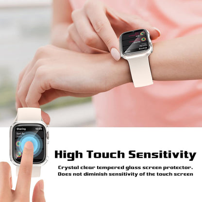 AIG Bumper Hard Case with Tempered Glass for Apple Watch Compatible with Series 6/5/4, 40mm Ultra-Thin Protective Cover with iWatch Screen Protector - Clear/Transparent (04 PACK)