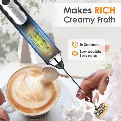 AIG Rechargeable Milk Frother & Coffee Whisk – Electric Handheld Coffee Mixer, Dual Spring Frothing Technology, Drink Mixer & Beater, Multi