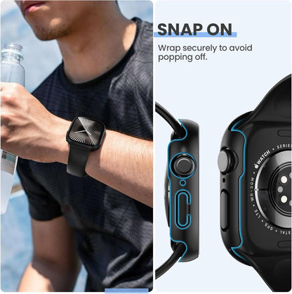 AIG Clear Hard Case with Tempered Glass for Apple Watch 40mm (Series 4/5/6) - Black+Black+Clear (03 PACK)