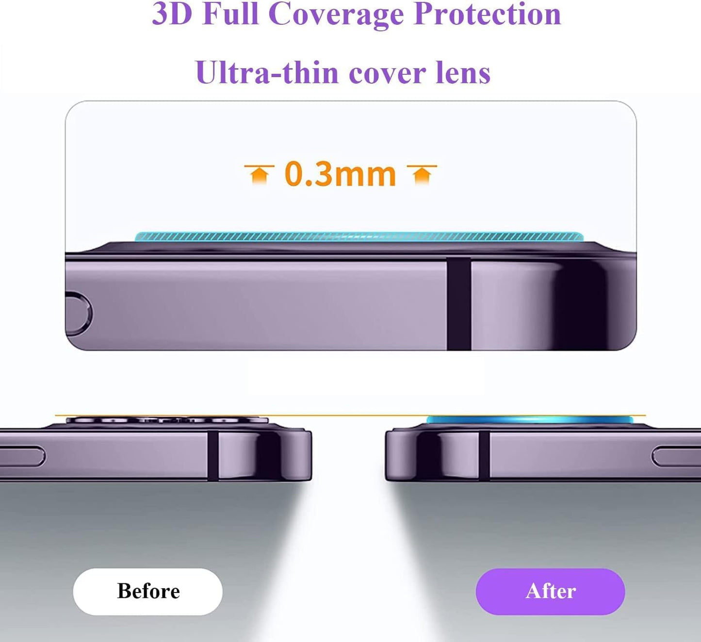 AIG ( 2 PACK) Camera Lens Protector for IPHONE 14/14 PLUS, 15/15 PLUS (TRANSPARENT) UHD 9H Camera Glass, Scratch and Drop Resistant, Easy Self-Installation.