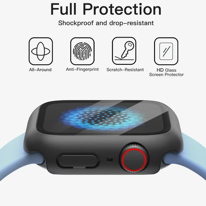AIG Clear Hard Case with Tempered Glass for Apple Watch 40mm (Series 4/5/6) - Black (04 PACK)