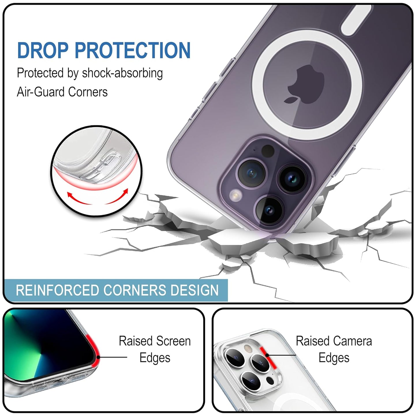 AIG Clear MagSafe Case for iPhone 14 Pro Max – Slim, Shockproof & Anti-Yellowing