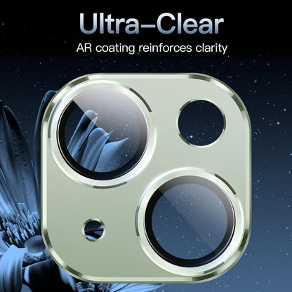 AIG Camera Lens Protector for iPhone 14/14 Plus & iPhone 15/15 Plus  – 9H Glass with Metal Plate – Green Joint