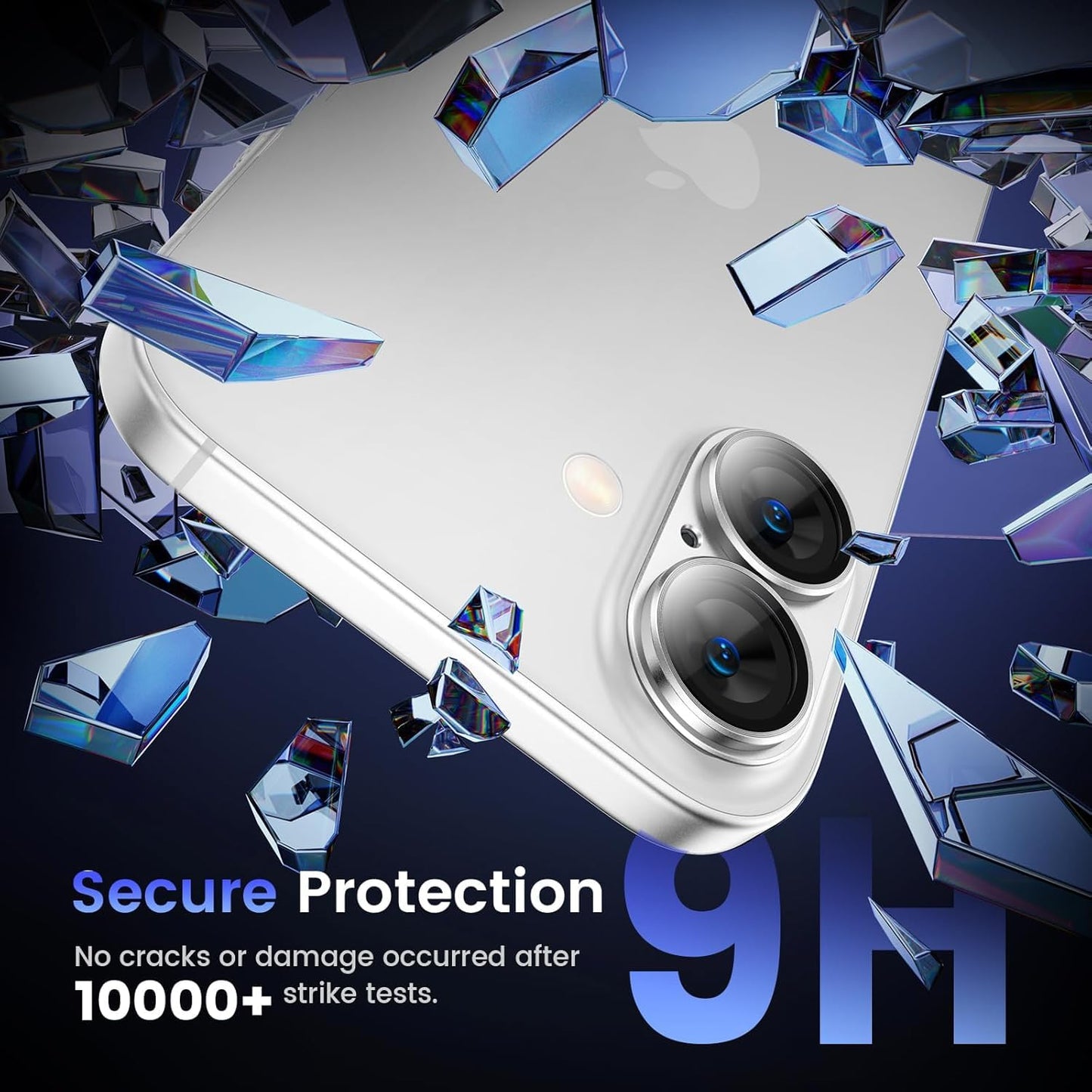 AIG Camera Lens Protector for iPhone 16 / 16 Plus – Tempered Glass with Metal Frame - Silver Joint