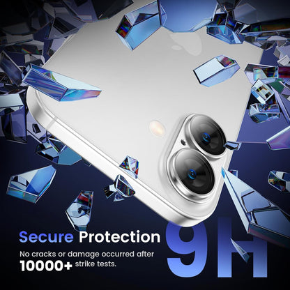 AIG Camera Lens Protector for iPhone 16 / 16 Plus – Tempered Glass with Metal Frame - Silver Joint