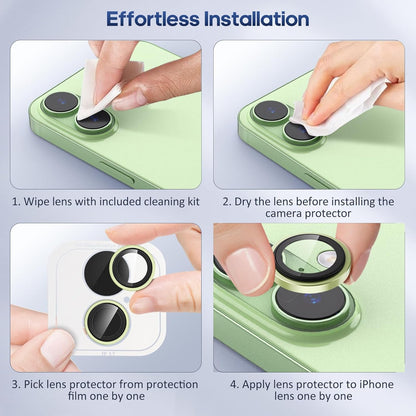 AIG Camera Lens Protector for iPhone 17 with 9H Tempered Glass, Bling Metal Ring, Scratch-Proof, HD Clear, Case Friendly – Green