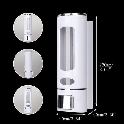 Liquid Soap Dispenser, Wall Mounted, 400ml, Black with Gold Accents, ABS Plastic, Refillable (White)