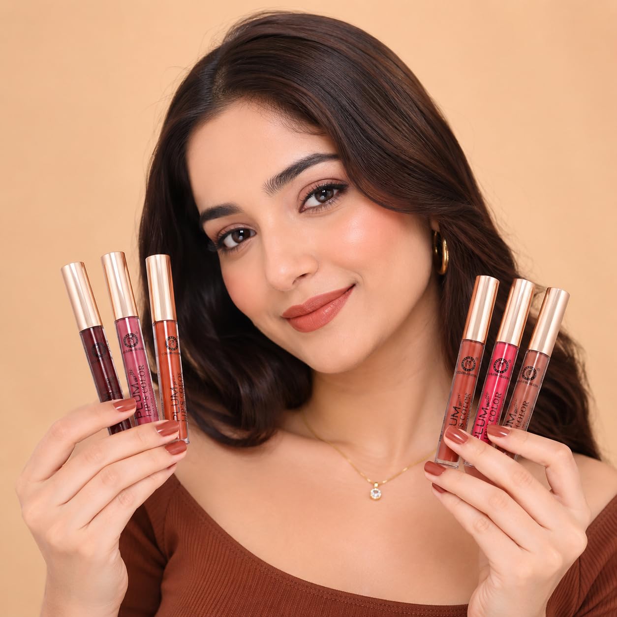 Plum Matte Lip Color Long Lasting Liquid Lipstick Set for Women (Pack of 6 Shades)