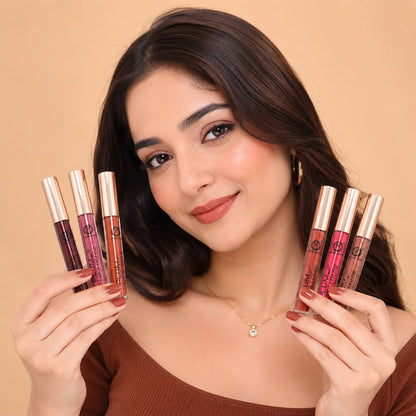 Plum Matte Lip Color Long Lasting Liquid Lipstick Set for Women (Pack of 6 Shades)