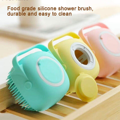 Silicone Body Brush Shower Scrubber with Shower Gel Dispenser Function,Soft Silicone Bath Massage Body Brush,Shower Loofah Brush