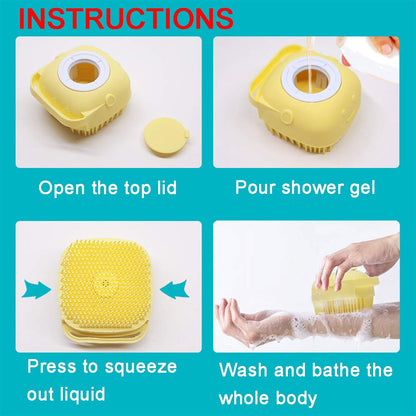 Silicone Body Brush Shower Scrubber with Shower Gel Dispenser Function,Soft Silicone Bath Massage Body Brush,Shower Loofah Brush