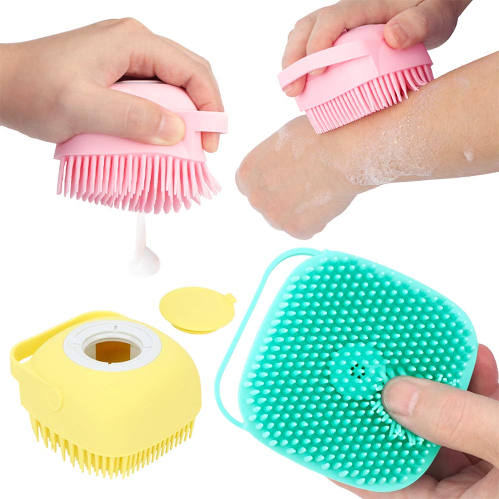 Silicone Body Brush Shower Scrubber with Shower Gel Dispenser Function,Soft Silicone Bath Massage Body Brush,Shower Loofah Brush
