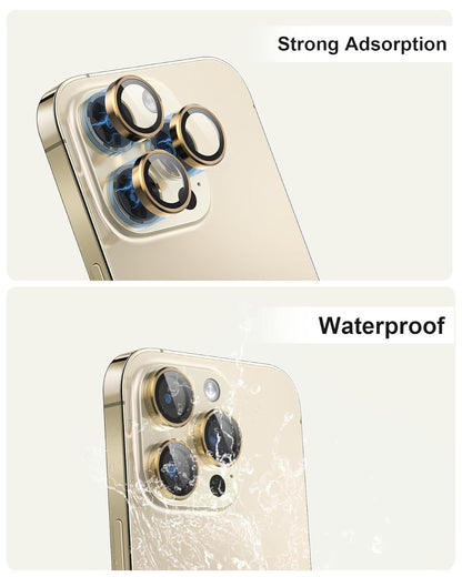 AIG Camera Lens Protector for iPhone 15 Pro/15 Pro Max – UHD 9H Glass, Titanium Gold
