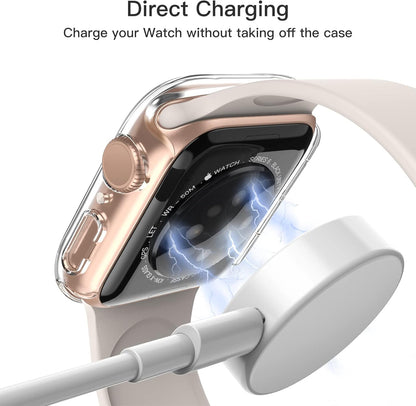 AIG Bumper Hard Case with Tempered Glass for Apple Watch Compatible with Series 6/5/4, 40mm Ultra-Thin Protective Cover with iWatch Screen Protector - Clear/Transparent (03 PACK)