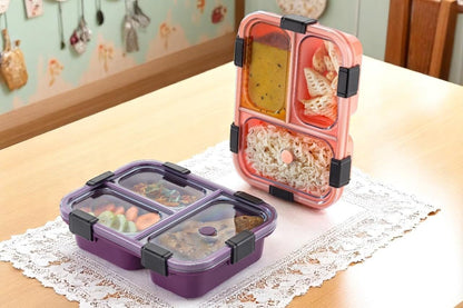 AIG 01 Pack Premium Lunch Box – 3 Compartments, 6-Lock Leak-Proof Design, BPA-Free, Freezer Safe, Durable & Lightweight