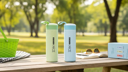 Stainless Steel Vacuum Insulated Water Bottle | Double Wall Leakproof Thermos Flask | Hot & Cold Water Bottle with Carry Handle | Reusable Travel Bottle for Office, Gym, School & Outdoor