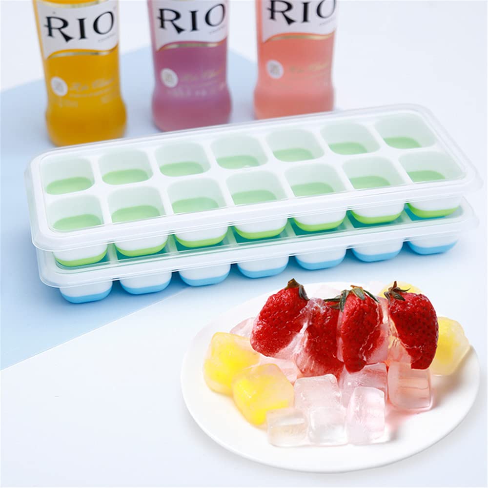 AIG Ice Cube Trays for Freezer, 56 Cubes Easy-Release Silicone Ice Trays with Spill-Resistant Lids, Reusable Stackable BPA-Free Ice Tray for Cocktails, Drinks & Beverages (4 Pack)