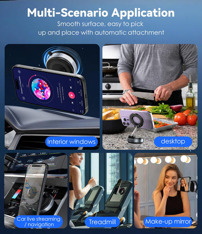 AIG 360° Rotating Magnetic Car Phone Holder – Dashboard Mount with Locking Base & Strong Magnet Grip, Universal Compatibility