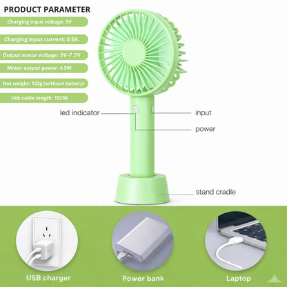Rechargeable Mini Fan | USB Portable Handheld Cooling Fan with Stand, High Speed Personal Desk & Travel Fan