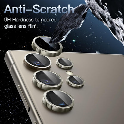 AIG Camera Lens Protector for Samsung Galaxy S24 Ultra – 9H Glass & Aluminum Alloy Rings (Natural Titanium Grey)