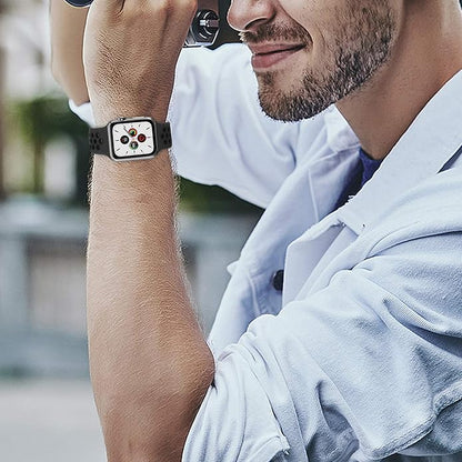 AIG Sports Silicone Band for Apple Watch / iWatch 42mm 44mm 45mm 46mm 49mm – Soft Silicone Sport Strap Compatible with Apple Watch Series 1-9, SE & Ultra (BLACK)