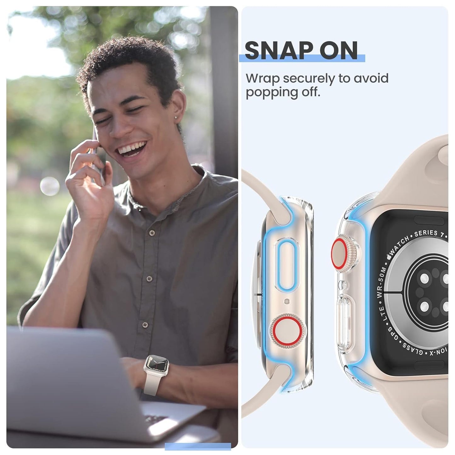 AIG [3PCS Transparent/Clear] Apple Watch Screen Protector Case 45mm for Series 9/8/7 – Tempered Glass Protective Face Cover with Hard Bumper – Full Coverage iWatch Accessories for Women & Men