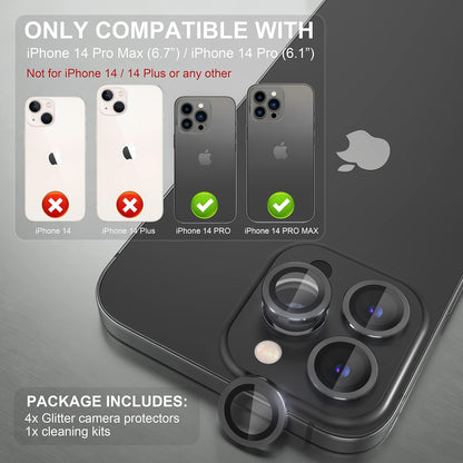 AIG iPhone 14 Pro/14 Pro Max Camera Lens Protector Bling –Space Black