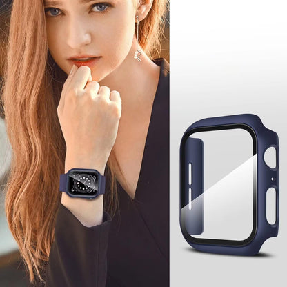 AIG Apple Watch 45mm Hard Case with Tempered Glass Screen Protector, Ultra-Thin Protective Cover for Series 9/8/7 - BLUE (01 PACK)
