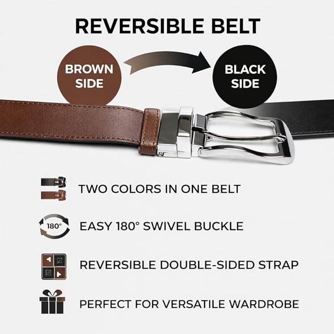 Premium Men's Genuine Leather Belt – Classic Pin Buckle Casual & Formal Waist Belt for Jeans, Trousers & Office Wear (Brown)