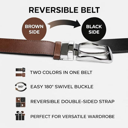 Premium Men's Genuine Leather Belt – Classic Pin Buckle Casual & Formal Waist Belt for Jeans, Trousers & Office Wear (Brown)