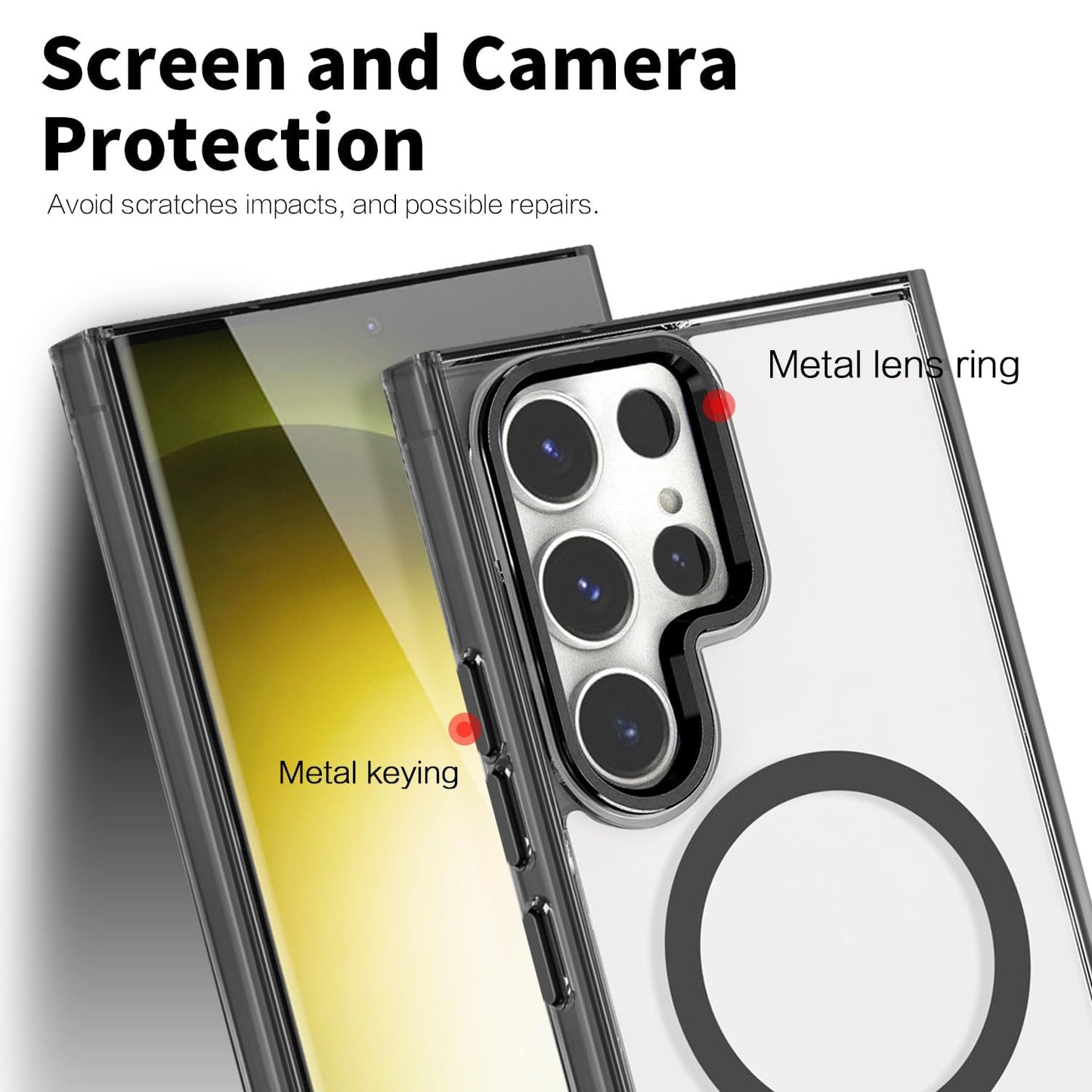 AIG Magnetic Case for Samsung S25 Ultra – Clear Back (Black Side)