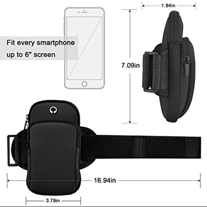 Universal Running Armband (2 Pack) – Water-Resistant Mobile Holder for Gym & Outdoor (Black)