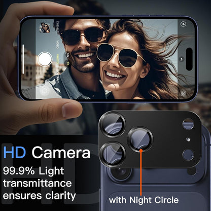AIG Camera Lens Protector for iPhone 17 Pro – 9H Tempered Glass, Metal Ring, Black Joint