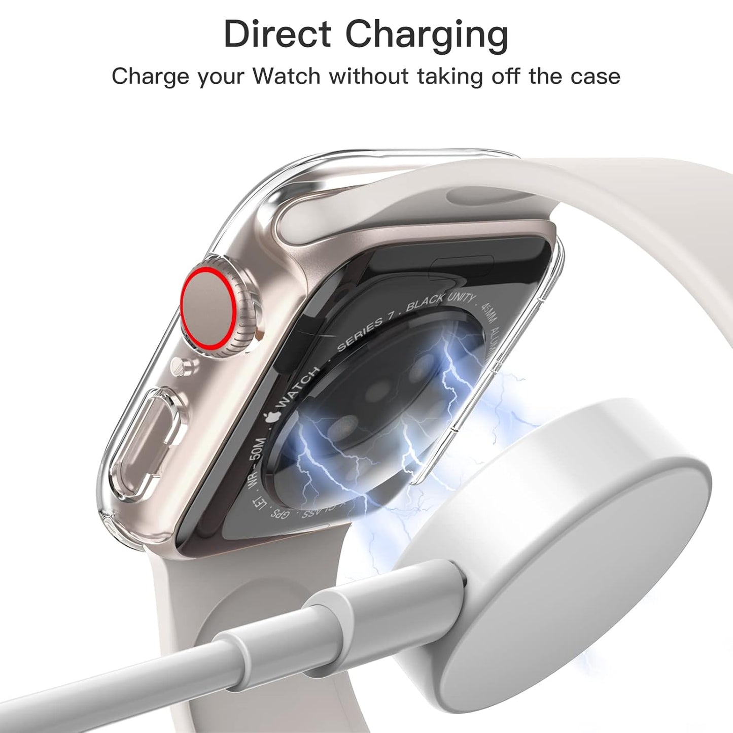 AIG Cover Case with Screen Protector for Apple Watch Series 9/8/7 (45mm) – All-Round Protective Case with Built-in Tempered Glass – High Sensitivity Touch – 2 Pack (Clear)