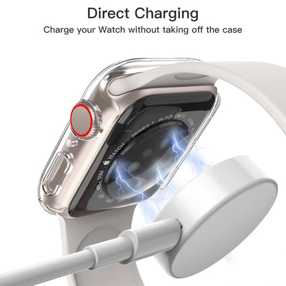 AIG Cover Case with Screen Protector for Apple Watch Series 9/8/7 (45mm) – All-Round Protective Case with Built-in Tempered Glass – High Sensitivity Touch – 2 Pack (Clear)