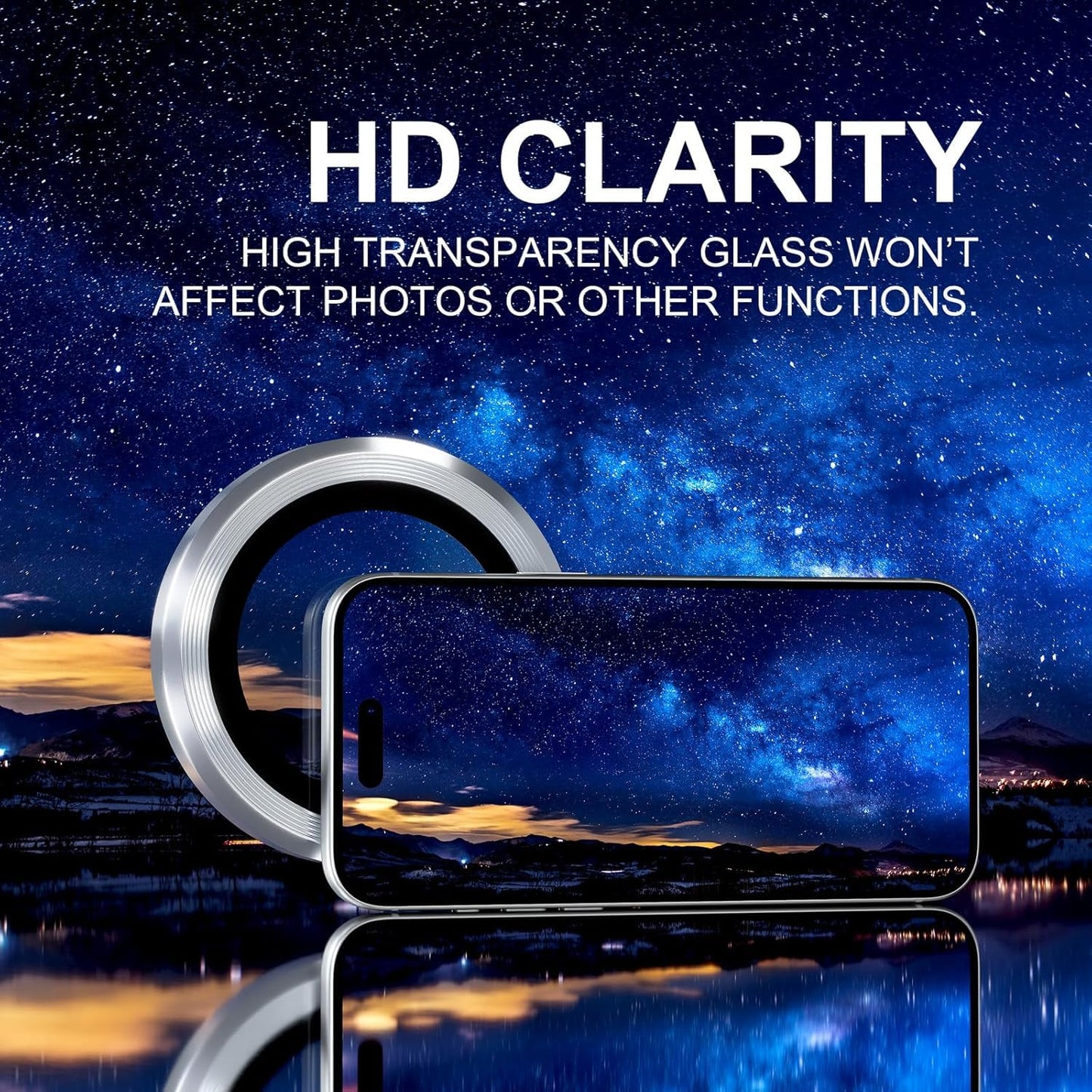 AIG Camera Lens Protector for iPhone 17 Pro / Pro Max – 9H Tempered Glass with Metal Ring, Scratch Resistant, HD Clear (Silver)
