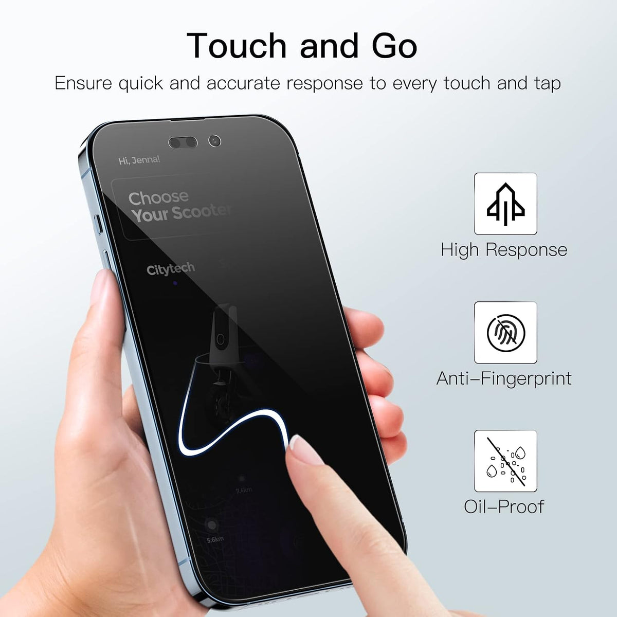 AIG Privacy Screen Protector for iPhone 14 Pro – 2 Pack, Full Coverage Anti-Spy Tempered Glass